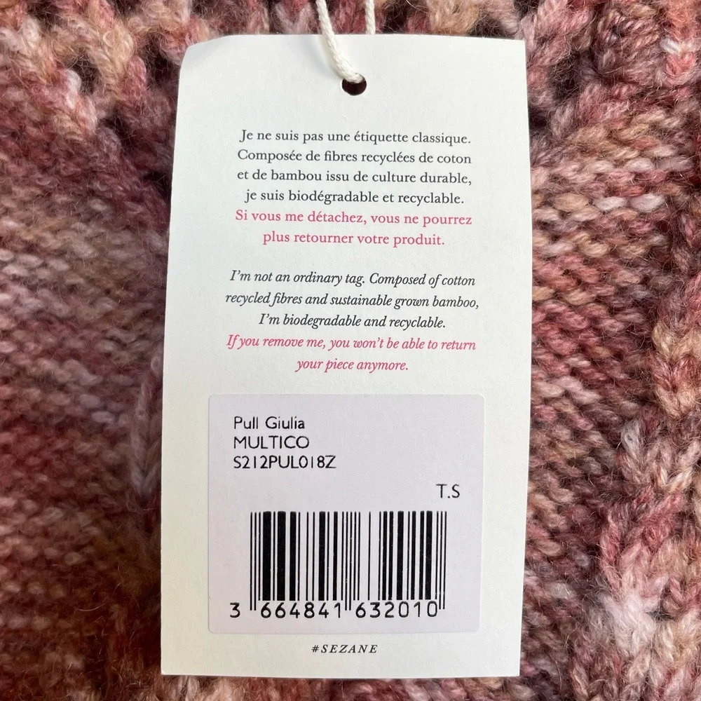 SEZANE NWT Red Mohair Wool Cable Knit Short
Puff Sleeve Sweater Giulia Jumper S - Picture 10 of 12